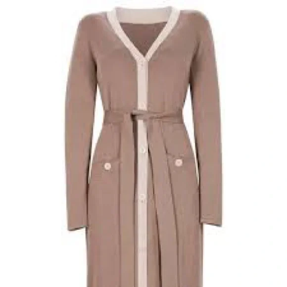 CAbi Brown Cardigan Sweater Long Knit Open Front - Picture 2 of 5